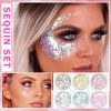 ZHISHUDL 6 Color Body Glitter Face Glitter Gel Silvery White Face Glitter Makeup Holographic Sequins Glitter Gel for Face Body Hair Nail Lip Glitter Gel