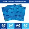 24 Guests Shark Theme Party Decorations Under the Sea Party Tableware Set Shark Baby Shower Plates Napkins and Forks Ocean Birthday Table Decorations Supplies 96Pcs