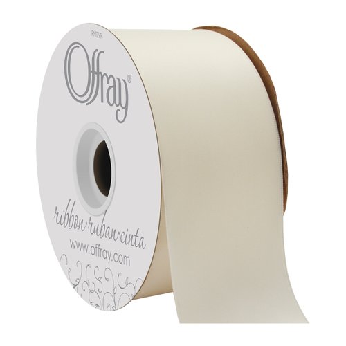 Berwick Offray 2.25" Wide Double Face Satin Ribbon, Antique White Ivory, 50 Yds