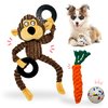 TrainTail Dog Toys Set for Small Medium Dogs, Cute Plush Toys with Rope Carrot Monkey Ball for Puppy Teething Chewing Play