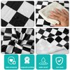 6 Pcs Black and White Checkered Tablecloths, 84 Inches Black Checkered Flag Round Table Cover, Disposable Plastic Gingham Racing Table Cover for Picnic, Truck, Car Birthday Party Supplies