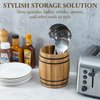 MyGift Wine Barrel Design Kitchen Utensil Crock, Light Brown Solid Bamboo Wood Cooking Tool Holder