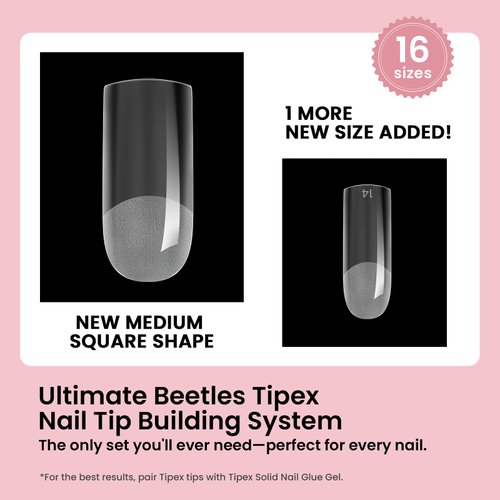 Beetles Tipex Instant Apex Nail Tips, 192Pcs Medium Square Upgraded Pre-building Pre-Etched Half Matte Gel Nail Tips Thicker Acrylic Nail Strong Full Cover False Nail Extension Building for Flat Nails