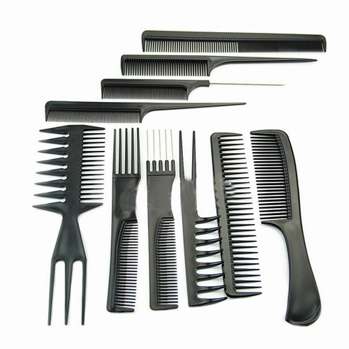 Banfluxion 10 Piece Black Professional Salon Hair Styling Barber Combs Kit Hair Barber Comb Set Plastic Fine and Wide Tooth Hair Combs for Hairdressing Stores and Styling Stores