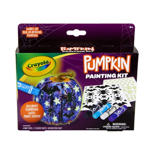 Crayola Galaxy No Carve Pumpkin Decorating Kit, Less Mess Kids Paint Set, Glow in The Dark Stickers