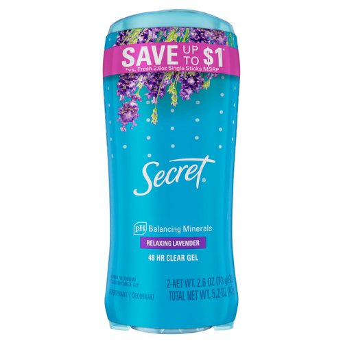 Secret Fresh Clear Gel Deodorant for Women, Relaxing Lavender Scent, 2.6 oz (Pack of 2)
