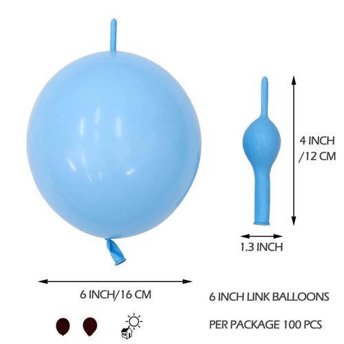 IN-JOOYAA 6 Inch Dark Red Latex Link Balloon 100 Pcs Quick Link Balloons for Party Decoration