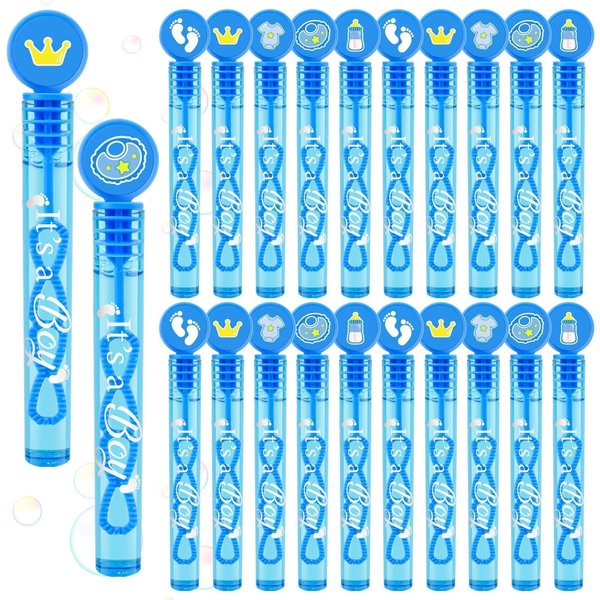 Boy Baby Shower Bubble Wands - 50 Pcs Mini Bubble Wand Bulk with DIY Stickers It's A Boy Party Supplies Blue Bubbles Party Favors Decorations for Kids Birthday Class Prizes Xmas Goodie Bags Stuffers
