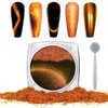 Laza Cat Eye Chrome Nail Powder Magnetic Powder 3D Cat Eye Effect Mirror Effect Pigment Dust Magic Galaxy Holographic Effect Glitter with Magnetic Stick for Velvet Nail Art - Copper