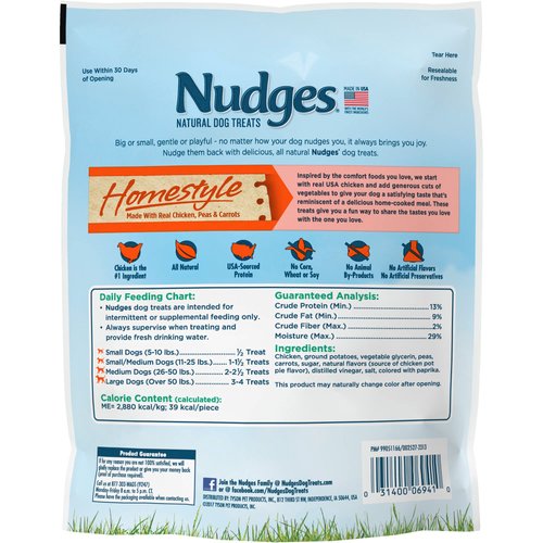 Blue Buffalo Nudges Homestyle Natural Dog Treats, Chicken, 10oz Bag