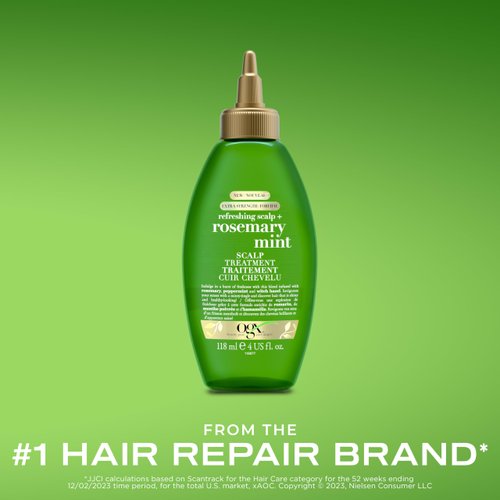 OGX Extra Strength Refreshing Scalp + Rosemary Mint Scalp Treatment, Refreshing Scalp Treatment to Help Remove Scalp Buildup, Minty Leave-In Dry Scalp Treatment for Shiny Hair, 4 fl. Oz