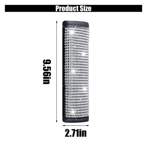 GLSOWEE 2PCS Bling Car Seat Belt Shoulder Pads, Bling Rhinestones Seat Belt Covers for Women, Car Seatbelt Strap Pad with Crystal Diamond, Car Interior Accessories for Car SUV (White Diamond)