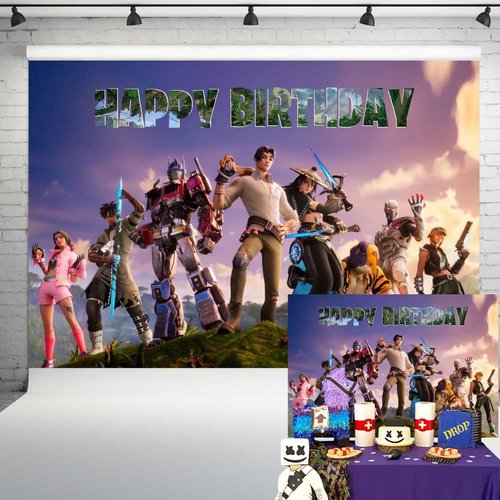Battle Royale Birthday Banner Backdrop Video Game Party Supplies Battle Royal Party Decorations Background for Kids and Adult Cake Table Poster 7x5 ft 189