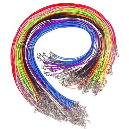 Paxcoo 100 Pcs 18 Inches Waxed Cotton Necklace Cord for Jewelry Making Mix Color