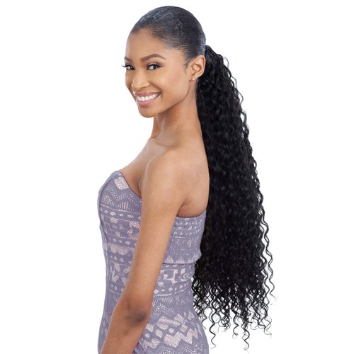 Organique Mastermix Synthetic Pony Pro Wrap Around Ponytail - SUPER CURL 32" (1B Off Black)