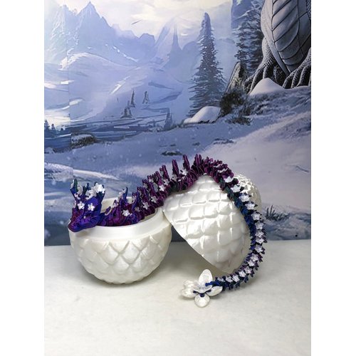 Articulated Cherry Blossom Dragon with Dragon Egg, 12" 3D Printed Red Green Blue Cherry Blossom, Home Decor Executive Desk Toys,Fidget Toys for Autism/ADHD D021-RGB