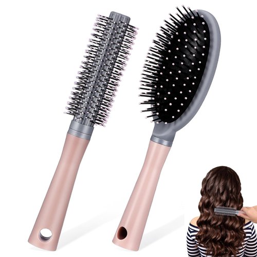 Baluue 2pcs Hair Brush Set, Round Brush and Paddle Hair Brush, Wet Detangling Brush for Women, Detangle & Style Hair Brush for Detangling, Separating and Shaping
