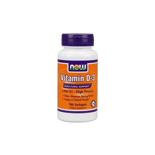 Now Foods Vitamin D-3, 180 Sgels, 1000 IU (Pack of 4)