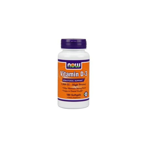 Now Foods Vitamin D-3, 180 Sgels, 1000 IU (Pack of 4)