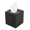 Distressed Farmhouse Square Solid Wood Tissue Box Cover with Slide-Out Bottom Panel Honey Brown Tissue Box Holder for Bathroom Living Room Dining Room Bedroom Toilet (Washed White)