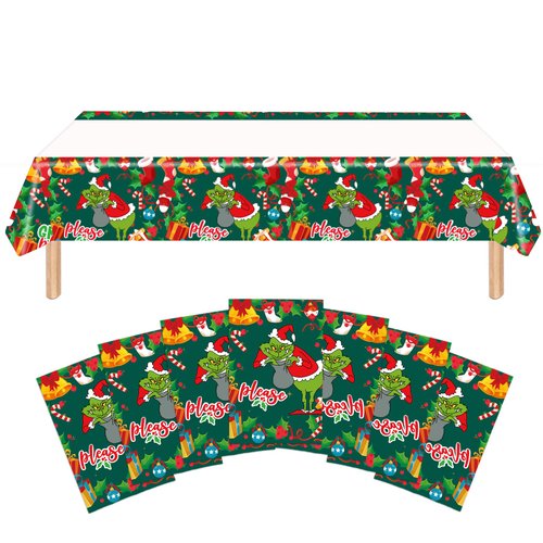 ZAKVOOR 8 Pack Party Tablecloths, Christmas Disposable Plastic Rectangle Table Covers for Birthda...