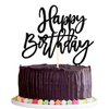 1 PCS Happy Birthday Cake Topper Glitter Happy Birthday Cake Pick for Celebrating Happy Birthday Anniversary Theme Party Cake Decorations Supplies Black