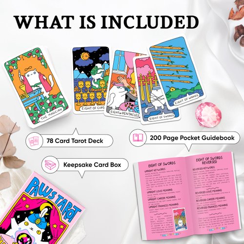 Wyspell Cat Tarot Cards: A 78-Card Cat Tarot Deck with Guidebook - Unique Tarot Cards for Cat Lovers and Tarot Enthusiasts - Cute Tarot Cards for Beginners Tarot Deck