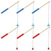 Sumind 6 Pcs Magnetic Fishing Pole Wooden Magnetic Fishing Rods with Magnet Hooks Christmas Fishing Game Toy Gifts for Birthday Party(Red, Blue,Column, Hook)