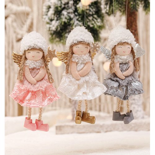 3pcs Christmas Angel Doll Decoration, Christmas Tree Hanging Ornaments, Thanksgiving Day Birthday Gifts, New Year Fairy Presents, Home Party Kids Girls Toys Pendant(GF-X3)