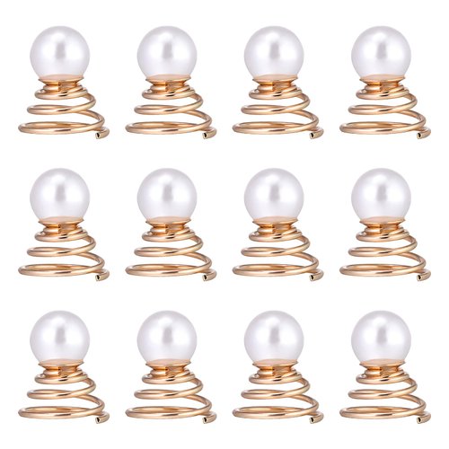 Luxshiny Pearls for Hair 12pcs Pearl Spiral Hair Pins, Gold Twists Hair Coils Pearls Hair Clip Pearl Hair Accessories for Wedding Party Prom