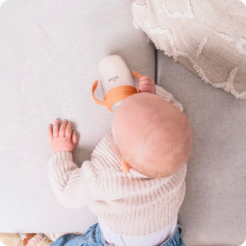 Quark BuubiBottle Sip Toddler Sippy Cup with Handles & Straw Transition Sippy Cups for Baby - Easy-Clean Wide Mouth Opening, Dishwasher Safe - BPA-Free, PVC-Free, Toxin-Free - 8 Oz, Orange