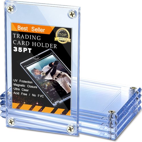 5 Pieces 4-screw Trading Card Protector, Baseball Sleeves Card Protector, 35 Pt Acrylic Card Holder Clear Display Card Protector for Baseball Football Sports Game Card Storage and Display
