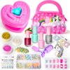 Sikcurg Kids Nail Polish Set for Girls, Kids Nail Art Kit with Nail Dryer, Nail Polish, Glitter Powder, False Nails, DIY Sticker, Birthday Christmas Gifts for Girls Ages 5-12
