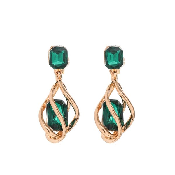 Women's Ear Clips Non Pierced Clip On Earrings Dangle Earrings (Emerald Green Clip On)