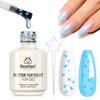beetles Gel Polish 15ML Gel Top Coat Glitter Top Coat with Blue Butterfly Shape Sequins Reflective Clear No wipe Soak Off UV Gel Nail Polish Long Lasting Manicure Art Decoration Supplies