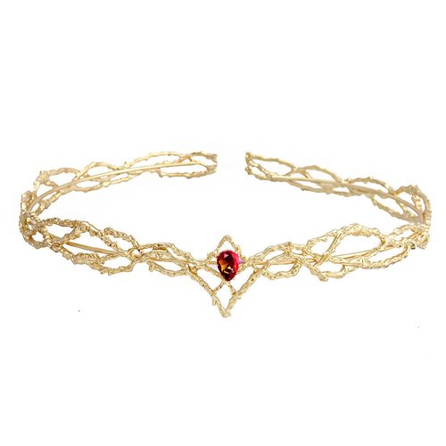 Crown Crystals Tiaras Hair Band Bridal Crowns Women King Headband For Prom Party Wedding Christmas Cosplay (Gold Red)