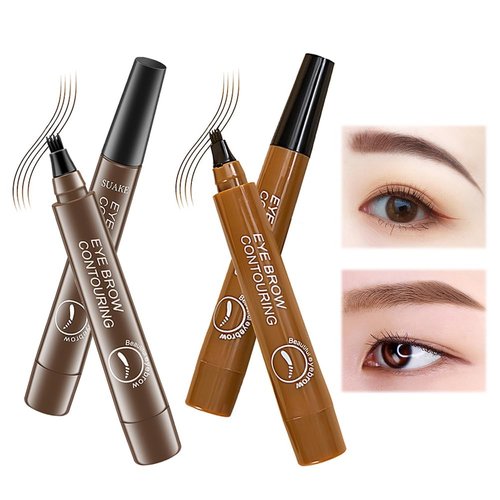 Eyebrow Pencil Microblading Eyebrow Pen Instant Lift Brow Pencil 4 Fork Tip Waterproof Eyebrow Pencil Fills Brows Makeup All-Day Natural Makeup Effect (Light Brown*2)