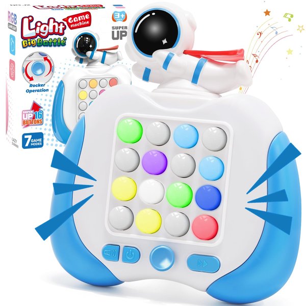 Hydrathy Quick Push Fidget Toys, Handheld Game for Kids 3-12 with 7 Game Mode, Fast Push LED Buttons Light Battle Game, Travel Games Xmas Birthday Gifts for Boys Girls Teens Adults (Astronaut-Blue)