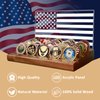 CoolGift Mart Challenge Coin Display, Light up Coin Holder American Flag with Warm White Color Light, 4 Row Holder Wooden Rack Gift for Military Army for Him Father, Military Coin Holder Display Case