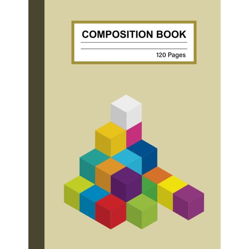 Composition Notebook: Color Cube Composition Book - Wide Ruled, 8.5x11, 120 Pages, Light Brown