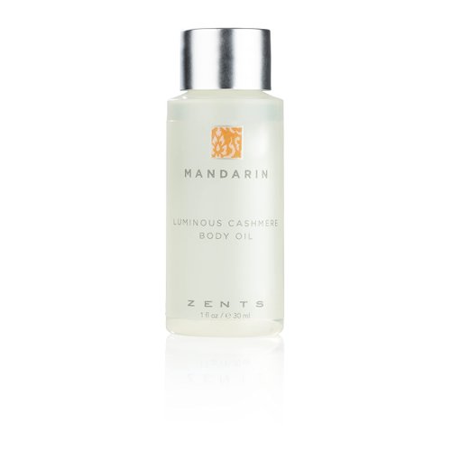 Zents Luminous Cashmere Body Oil (Travel Size - Mandarin Fragrance), Soften and Moisturize Skin with Vitamin E and Organic Coconut Oil, 1 fl oz, TSA Approved