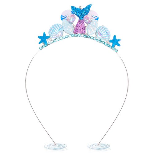 Atoden Mermaid Crown Tiara Headband Princess Party Decorations Mermaid Tail Starfish Seashell Headpiece Blue Little Mermaid Hair Accessories for Women Girls Halloween Cosplay Birthday