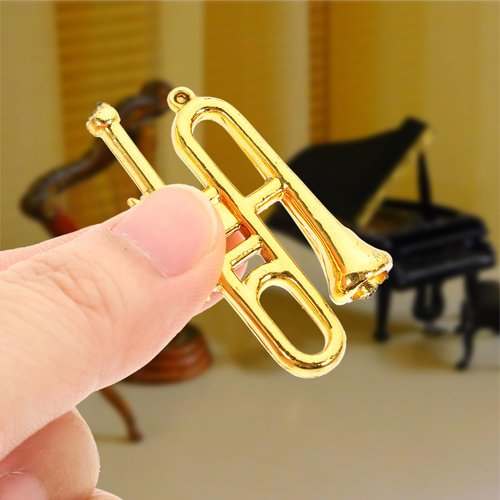 Totority Miniature Music Instrument 1: 12 Mini Dollhouse Saxophone Trumpet Trombone Musical Instrument Dollhouse Model for Dollhouse Nursery Room Golden 4pcs