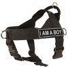 DT Universal No Pull Dog Harness, I Am A Boy, Black, X-Small, Fits Girth Size: 21-Inch to 25-Inch