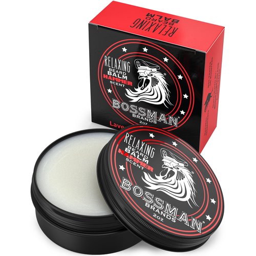 Bossman Relaxing Beard Balm - Beard Tamer, Relaxer, Thickener and Softener Cream - Beard Care Product - Made in USA (Hammer Scent)