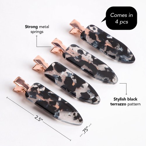 Kitsch Creaseless Hair Pins, No Crease Hair Clips for Makeup, No Bend Hair Clips for Styling, Stylish Makeup Hair Clips & Hair Styling Clips, Pin Curl Clips for Hair, 4pc Set