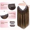 GOO GOO Wire Hair Extensions Real Human Hair, 16inch 95g Chocolate Brown to Caramel Blonde, Invisible Wire Hair Extensions with Transparent, Seamless Fish Line Hairpiece, Straight Remy Hair Extensions