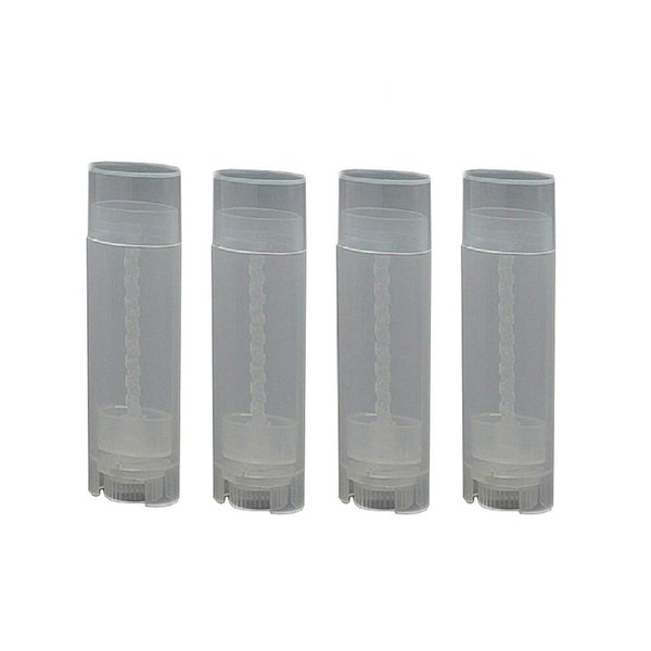 20Pcs 5g Oval Lip Balm Containers Empty Refillable Plastic DIY Lipstick Lip Gloss Tubes Holder Chapstick Tube Crayon Pipe Bottle Case (Clear)