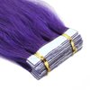 Yotty Hair Extensions Tape in Seamless Skin Weft Remy Human Hair (20Inch 20Pcs 50Gram, Purple)