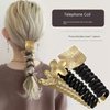 Spiral Rip Telephone Cord Hair Ties, Gold and Black Elastic Coil Phone Cord Ponytail Holders Telephone Wire Rubber Scrunchies Hair Bands(5pcs)